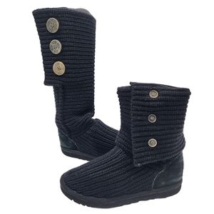 Ugg Classic Cardy Knit Black Boots‎ Size 6